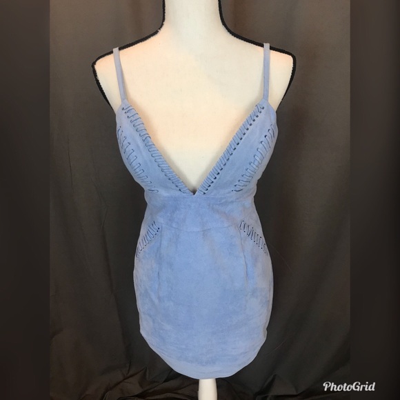 light blue suede dress